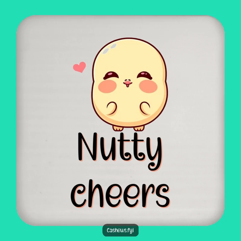 Funny Kawaii Cashew Kiss Coaster: Protect Surfaces with Cheeky Nut Charm, Funny Gift