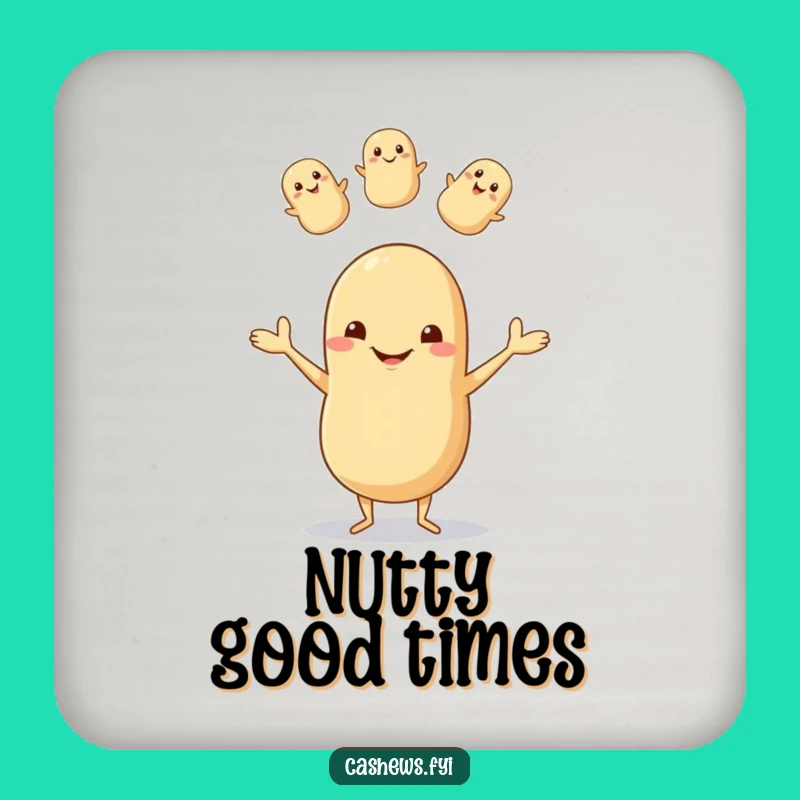 Funny Cashew Juggling Coaster: Protect Surfaces with Nutty Humor and Goofy Charm