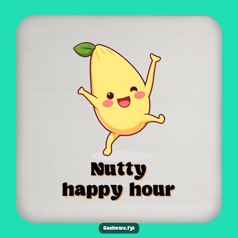 Funny Kawaii Cashew Cartwheel Drink Coaster: Protect Surfaces with Nutty Humor!
