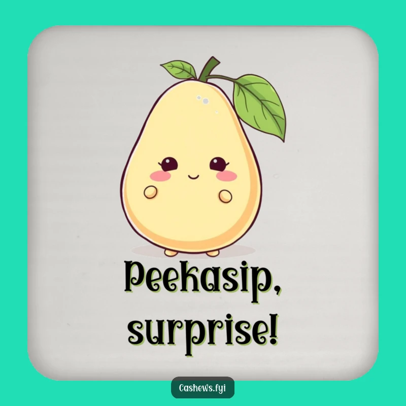 Funny Cashew Peek-a-Boo Coaster: Hilarious Hider, Perfect Funny Gift for Your Table!