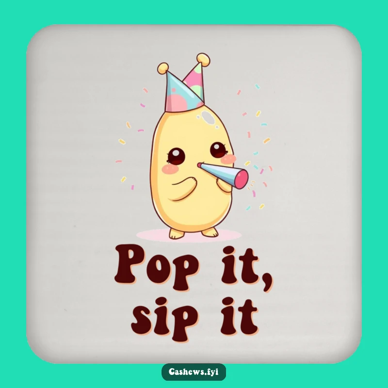 Funny Kawaii Cashew Party Drink Coaster - Hilarious Nutty Accessory for Your Table