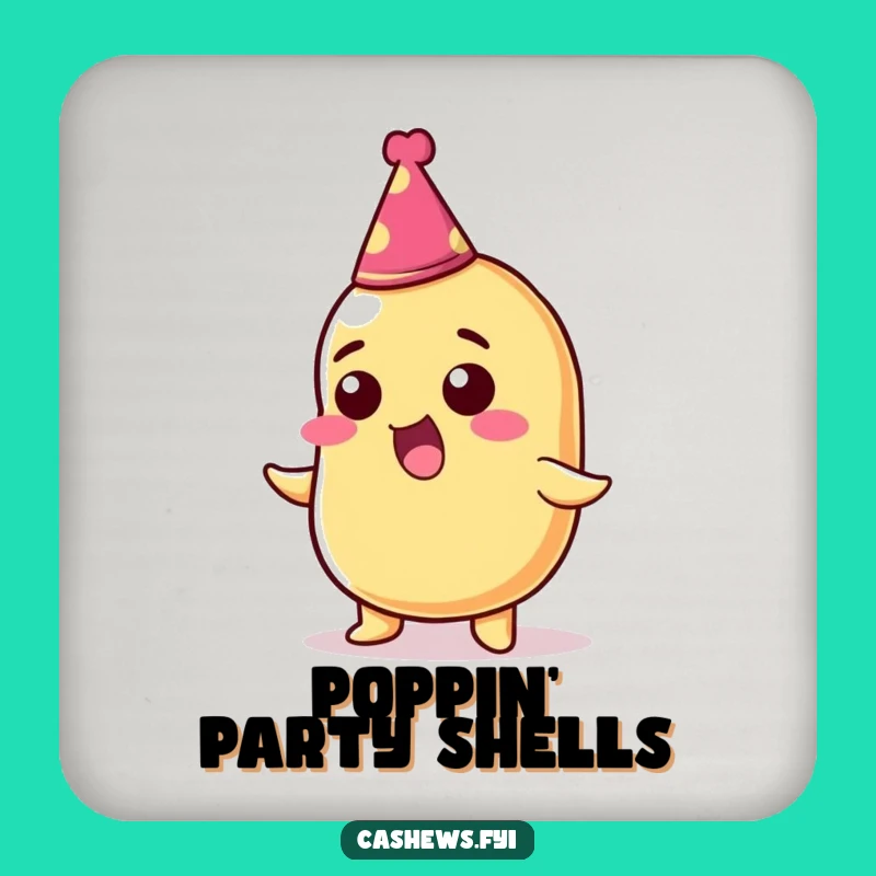 Funny Cashew Nut Party Hat Coaster - Thrilled Nut Protection, Giftable Fun!