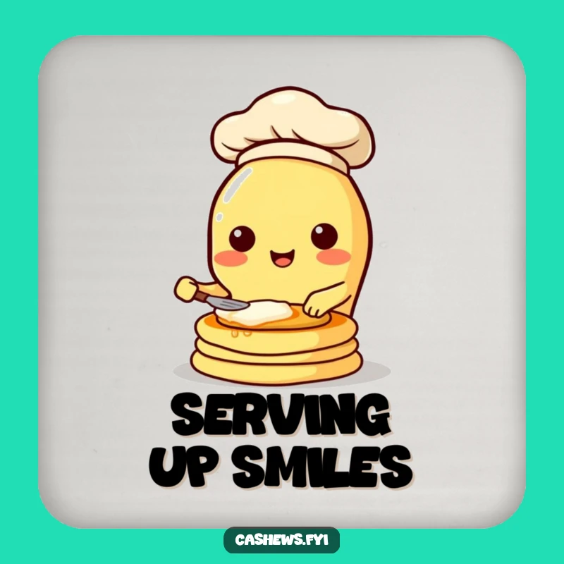 Funny Cashew Chef Drink Coaster: Protect Surfaces with Humor