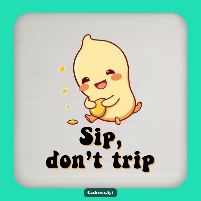 Funny Cashew Coaster: Hilarious Tripping Character Protection, Perfect Gift