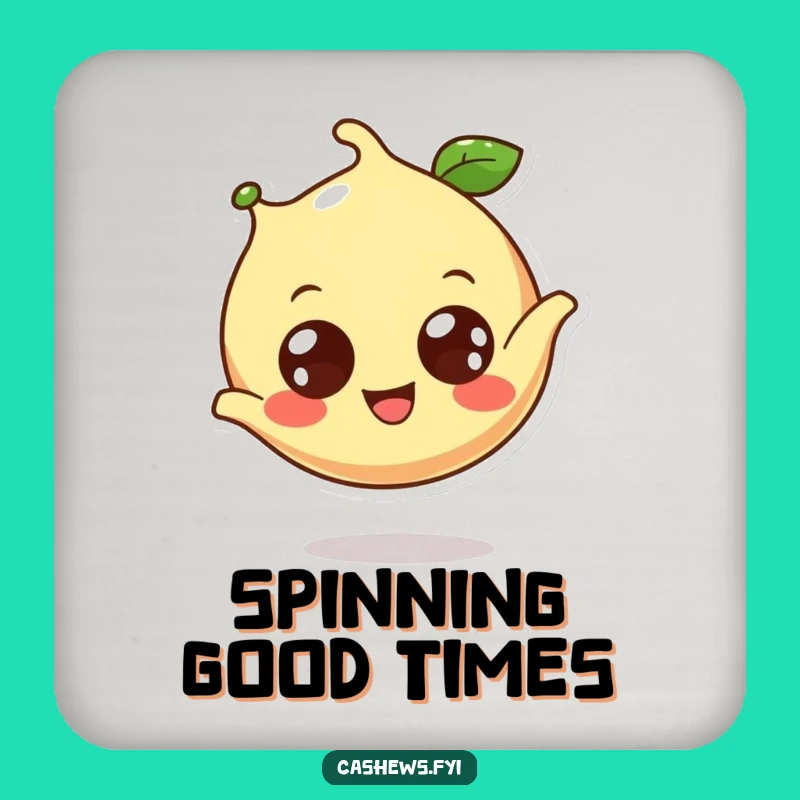 Funny Cashew Coaster Set: Cheerful Cashew Somesault Drink Protection