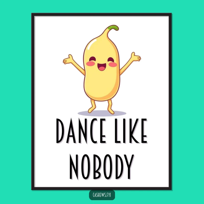 Funny Kawaii Cashew Dance Poster - Joyful Wall Art & Hilarious Gift
