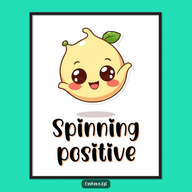 Funny Cashew Acrobat Poster: Cheerful Cashew Somesault Art Print for Whimsical Decor