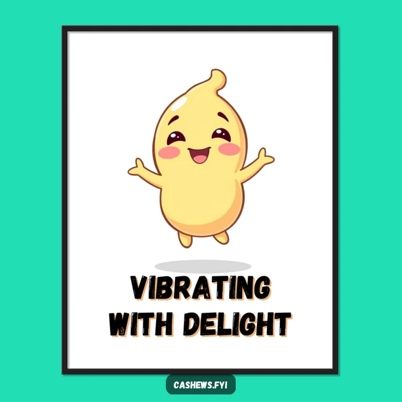 Funny Cashew Character Bouncing Poster - Artful Joyful Decor!