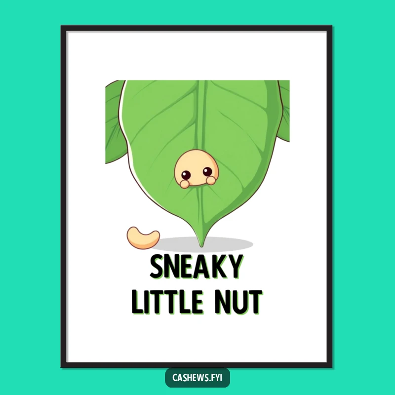 Funny Cashew Nut Leafy Hideout Poster - Nature's Secret Funny Gift!