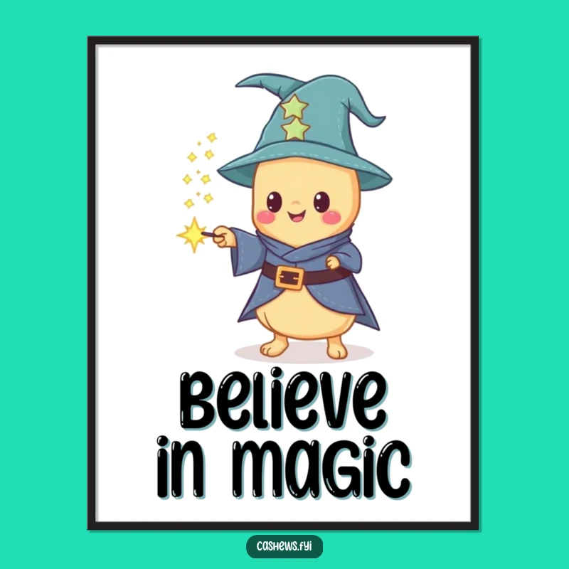 Funny Kawaii Cashew Wizard Poster - Magical Wall Art & Hilarious Gift