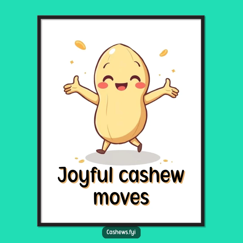 Funny Dancing Cashew Poster: Energetic Nutty Art to Groove Up Your Walls