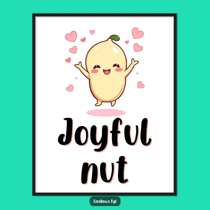 Funny Kawaii Cashew Dancing Poster: Joyful Nutty Wall Art, Hilarious Funny Gift