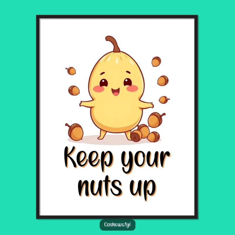 Funny Juggling Cashew Poster: Add Whimsy with Hilarious Nutty Art