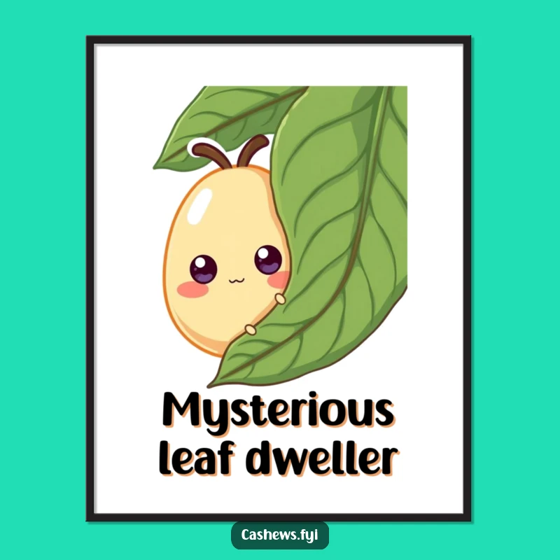 Funny Cashew Poster: Googly Eye Nut Peeking Art, Hilarious Decor