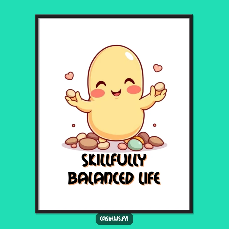 Funny Juggling Cashew Poster - Skillful Nut Art for Walls That Appreciate Talent