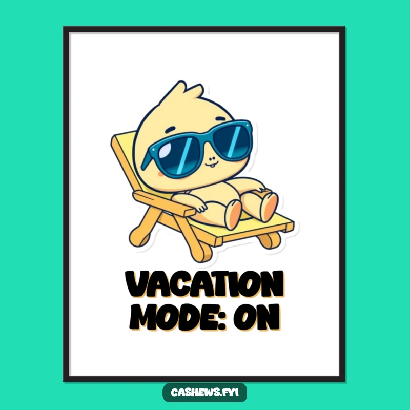 Funny Cashew Beach Bum Poster: Hilarious Character Lounging Art, Perfect Funny Wall Decor!