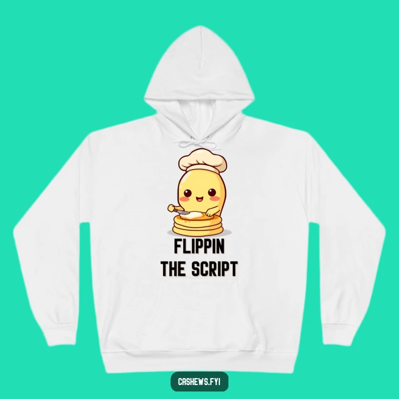 Cozy Funny Cashew Chef Hoodie: Warm & Humorous Pancake Flipping Apparel