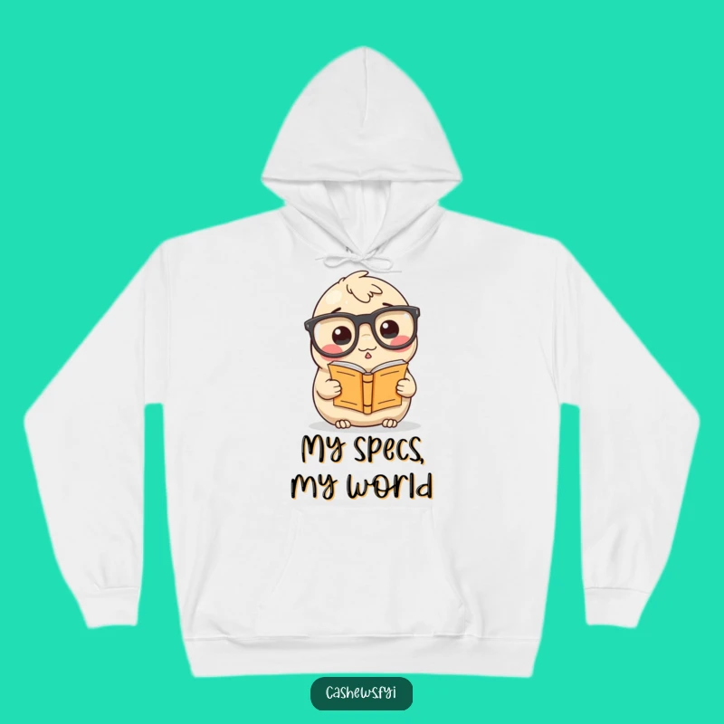 Funny Cashew Hoodie: Cozy Bookworm Nut with Big Glasses Sweatshirt