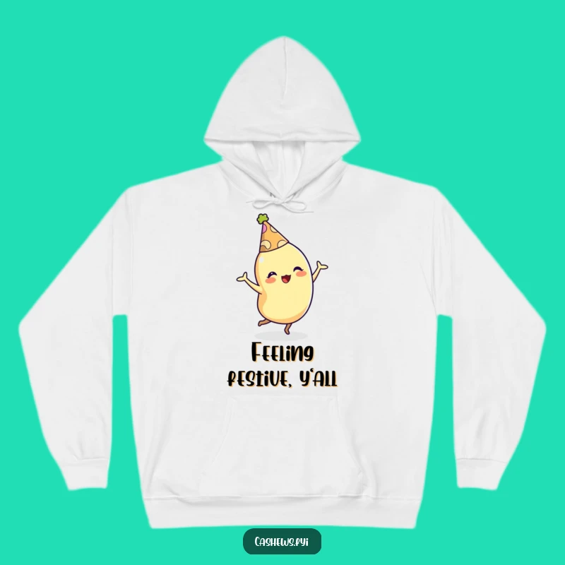 Funny Cashew Hoodie: Cozy Dancing Character with Party Hat, Gift