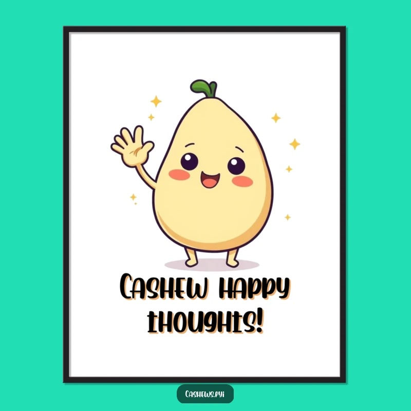 Free Printable Wall Art: Cheerful Cashew Waving for Fun Decor - Instant Download