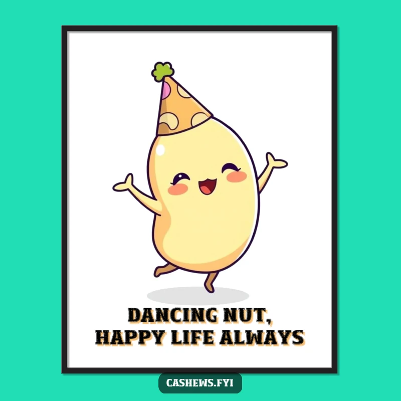 Party Vibe Wall Art: Free Printable Dancing Cashew, Fun Downloadable Art for Festivities!