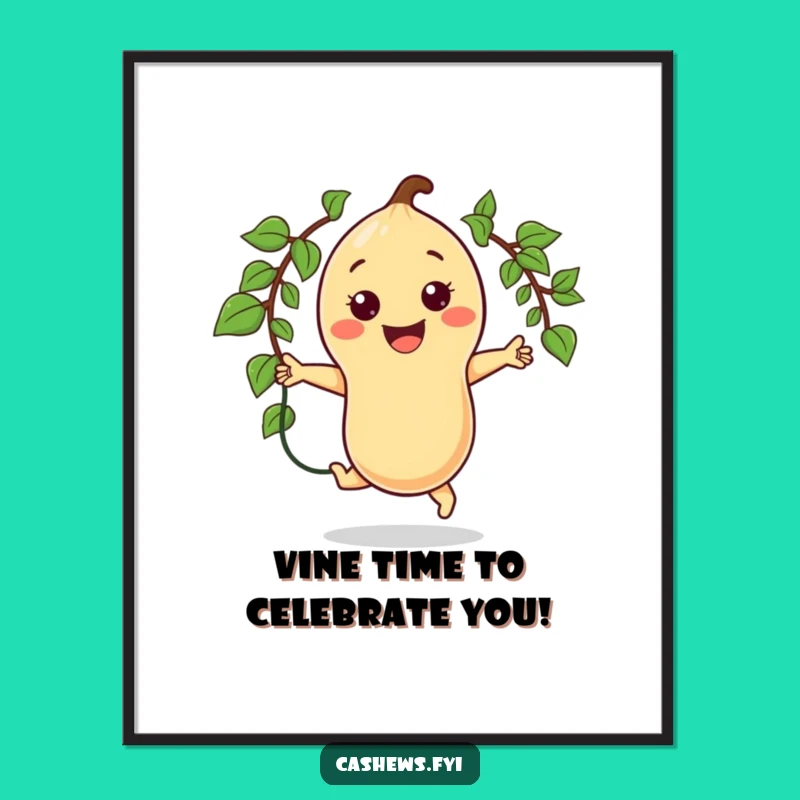 Free Printable Wall Art: Jumping Cashew, Energetic Fun, Hilarious Downloadable Decor