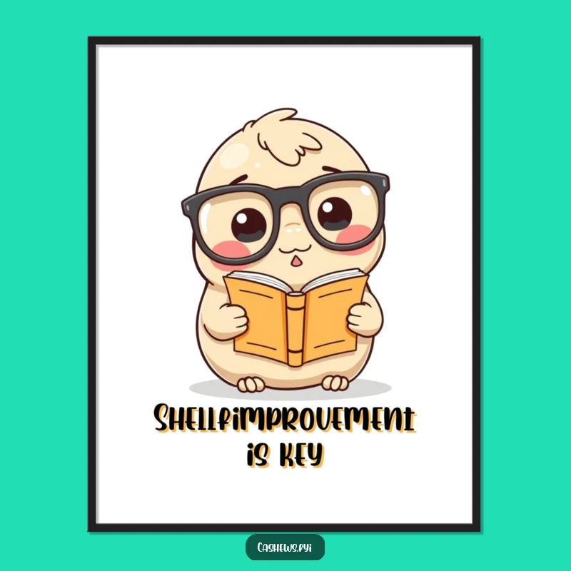 Free Printable Wall Art: Scholarly Cashew in Glasses for Whimsical, Humorous Downloadable Decor