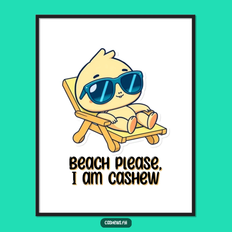 Funny Free Printable Wall Art: Cashew Character Beach Vibes Downloadable Decor
