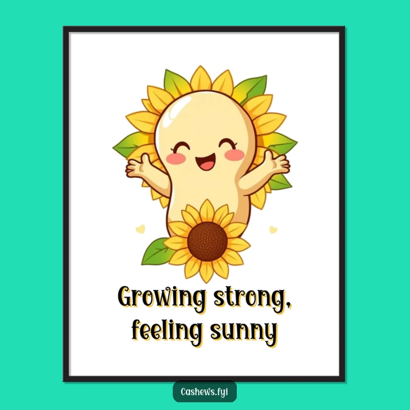 Funny Free Printable Wall Art: Cashew Sunflower Embrace, Humorous Downloadable Decor