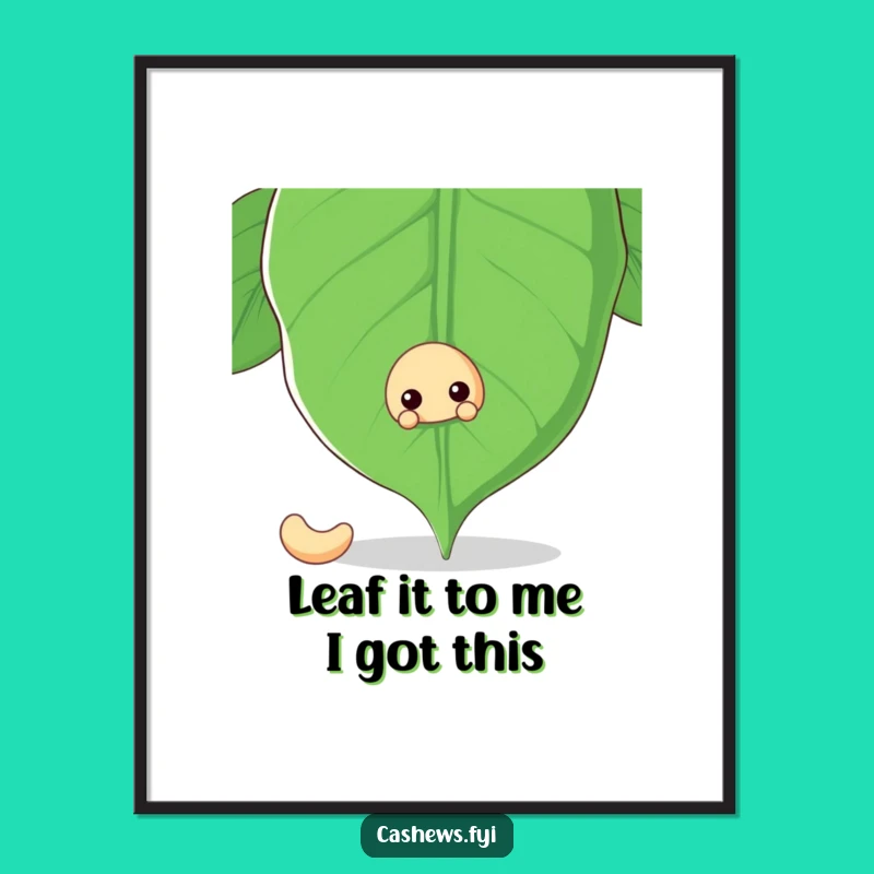 Funny Free Printable Wall Art: Peeking Cashew Nut - Quirky Downloadable Decor