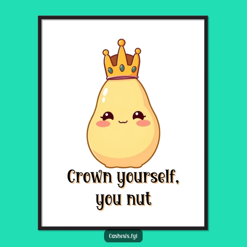 Funny Free Printable Wall Art: Regal Wobbly Crown Cashew Downloadable Decor
