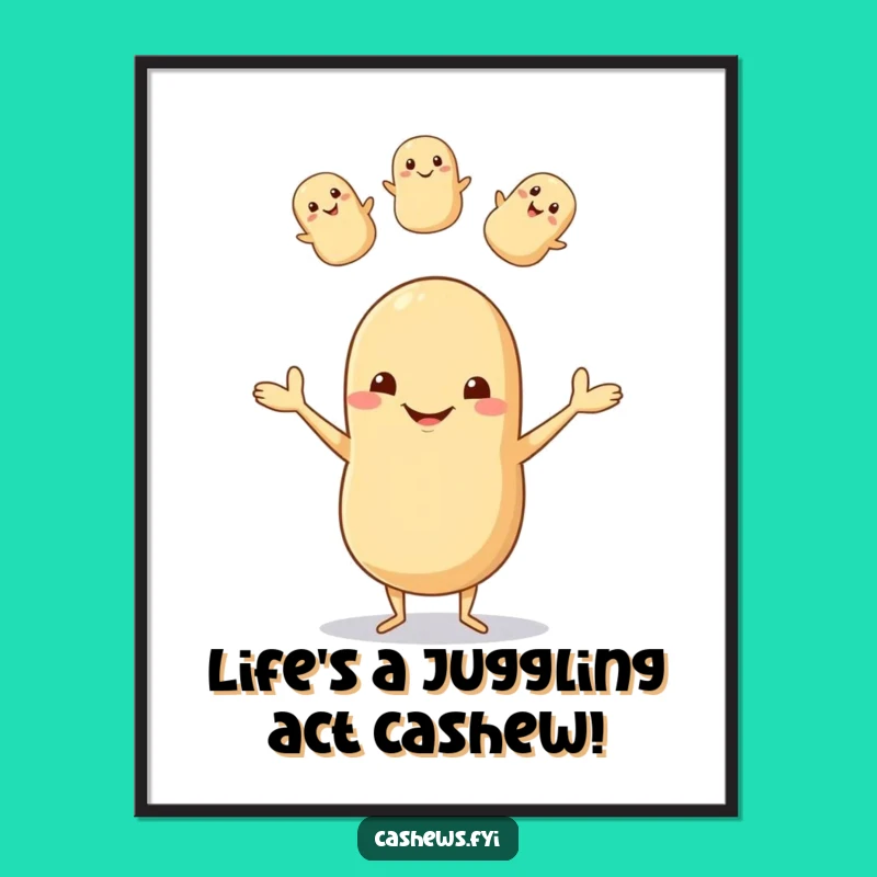 Funny Free Printable Wall Art: Goofy Juggling Cashew Decor, Downloadable Laugh!
