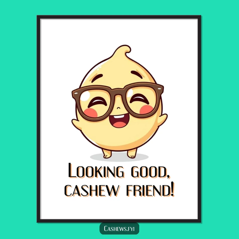 Funny Free Printable Wall Art: Giggling Cashew With Big Glasses, Quirky Downloadable Decor