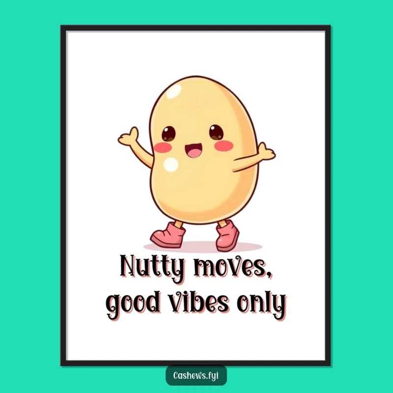 Free Printable Funny Cashew Wall Art: Dancing Nut in Tiny Boots for Whimsical Decor