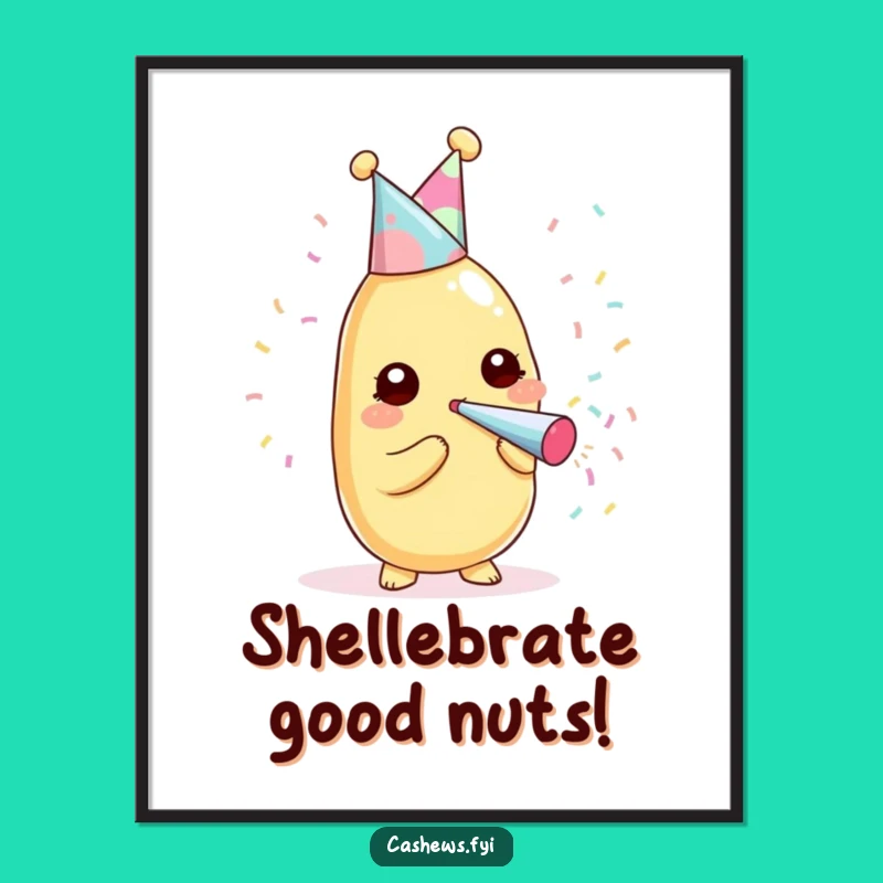 Free Printable Wall Art: Funny Kawaii Cashew Party Pop Humorous Downloadable Decor Gift