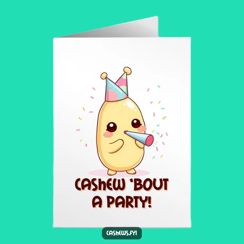 Free Printable Birthday Card: Funny Kawaii Cashew Party Pop Surprise Downloadable Gift