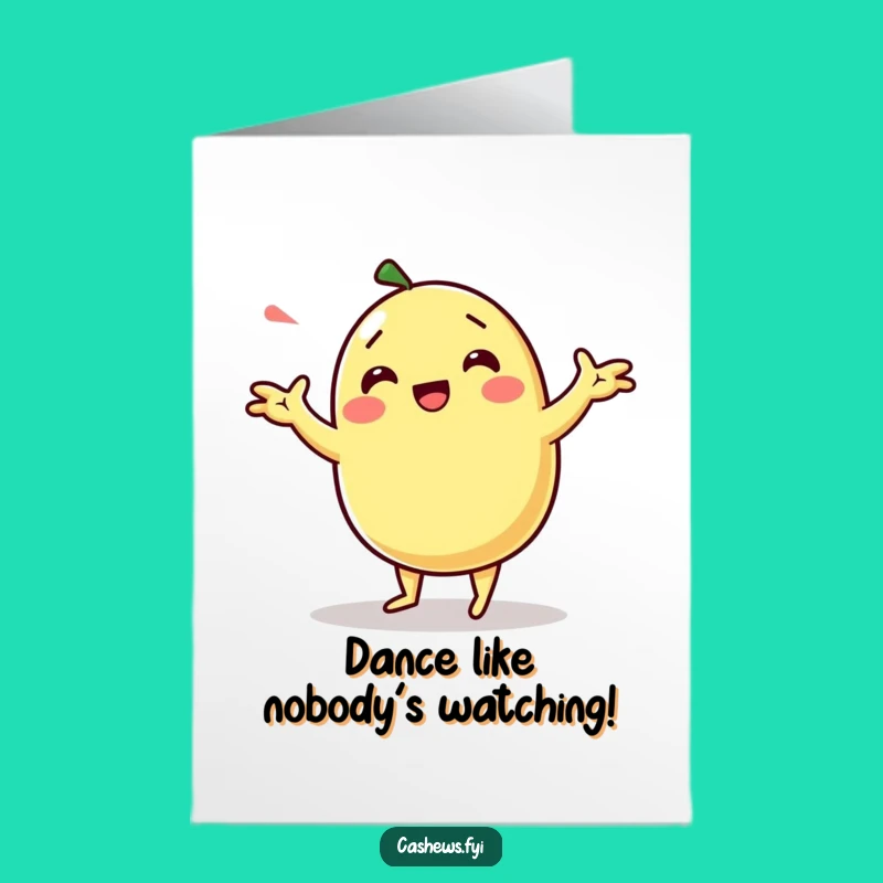 Free Printable Birthday Card: Funny Kawaii Cashew Dancing Celebration Downloadable Gift