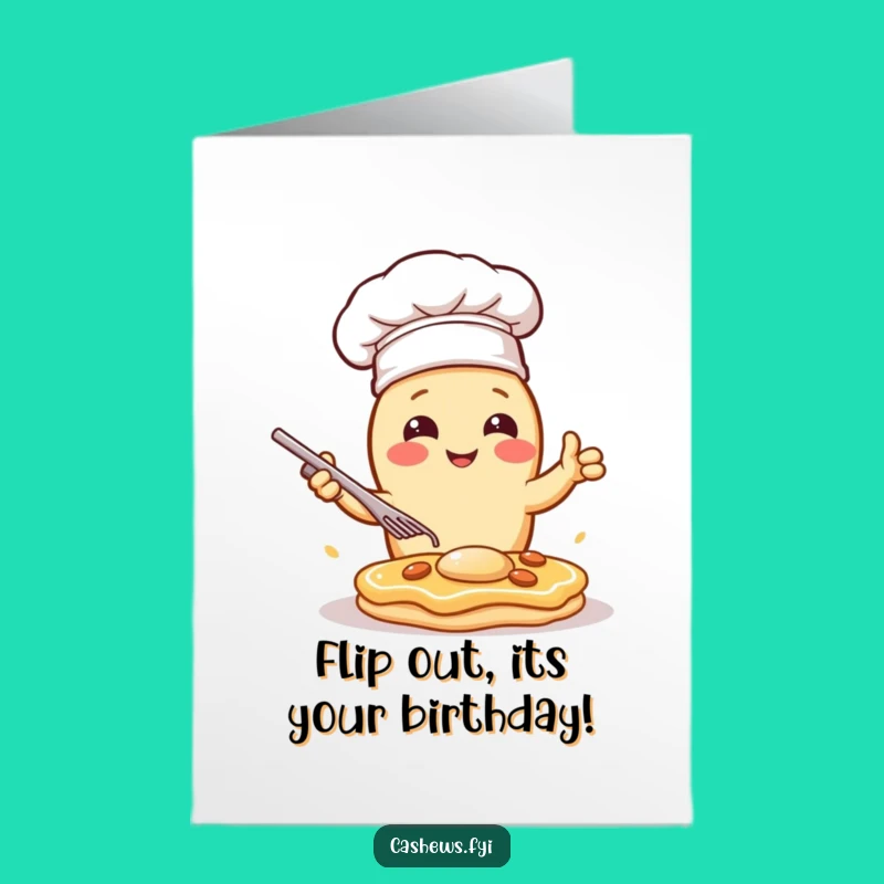 Free Printable Birthday Card Funny Cashew Chef Pancake Downloadable Gift