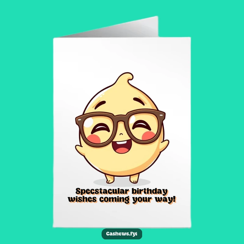 Free Printable Birthday Card: Giggling Cashew With Big Glasses For Hilarious DIY Gift