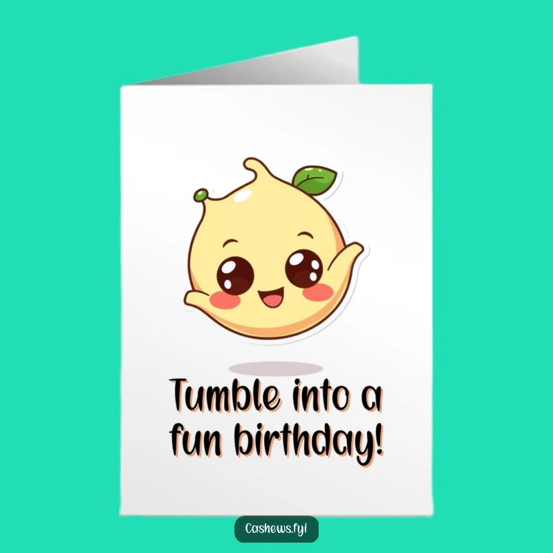 Free Printable Birthday Card: Joyful Cashew Somersault Fun