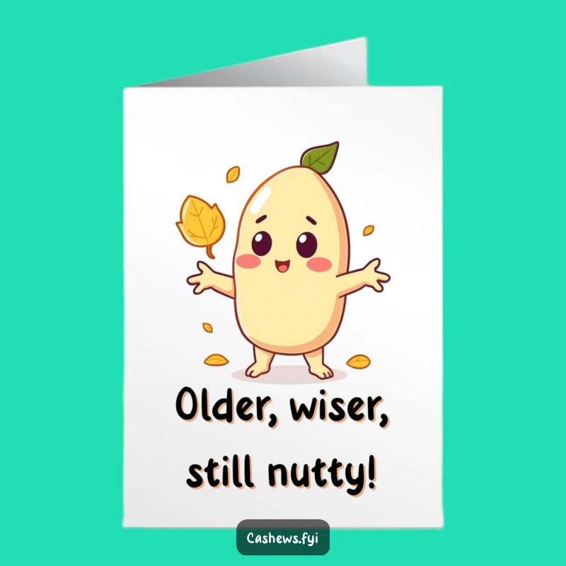 Free Printable Birthday Card: Surprised Cashew, Funny Leaf Fall, Hilarious Downloadable Gift
