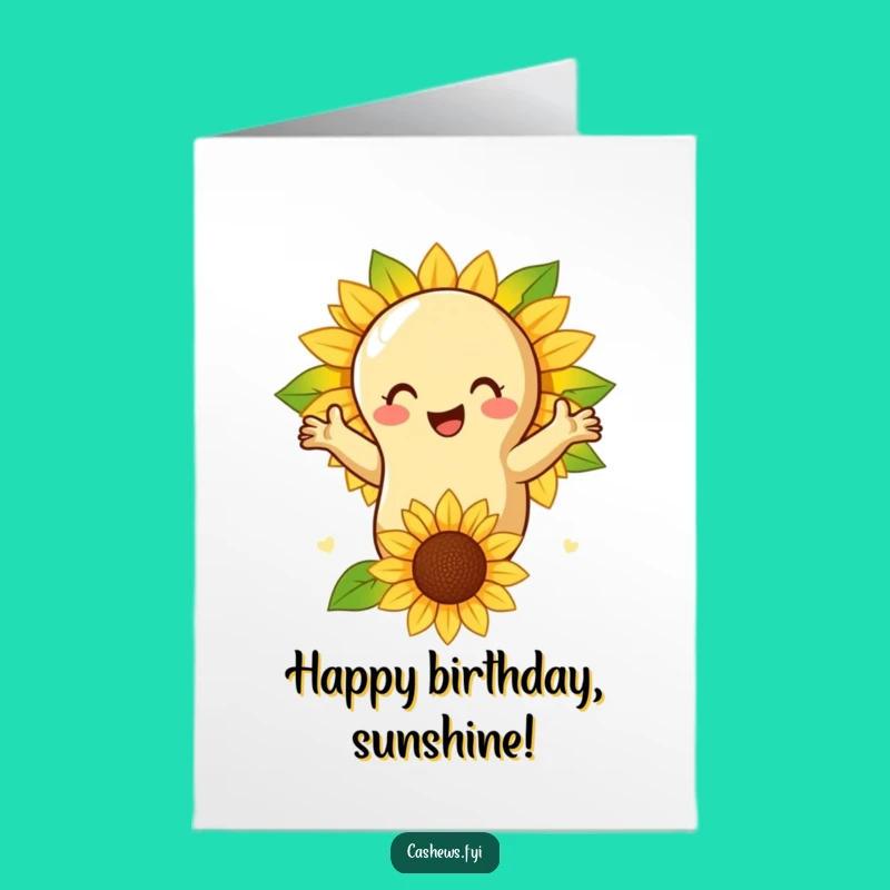 Free Printable Birthday Card: Cashew Hugs Sunflower, Funny Downloadable Gift for Joy