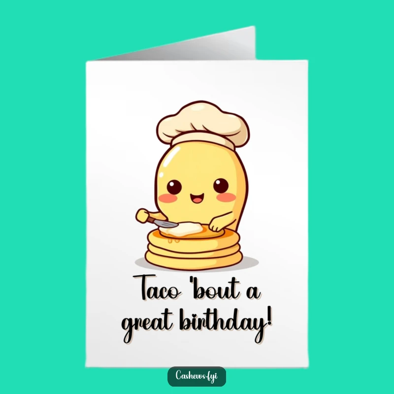 Free Printable Birthday Card: Funny Cashew Chef Flipping Pancakes, Hilarious Downloadable Gift