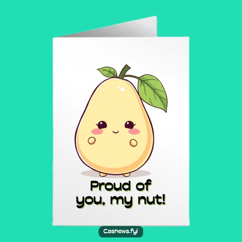 Free Printable Congrats Card: Cashew Character Shy Funny Downloadable Gift