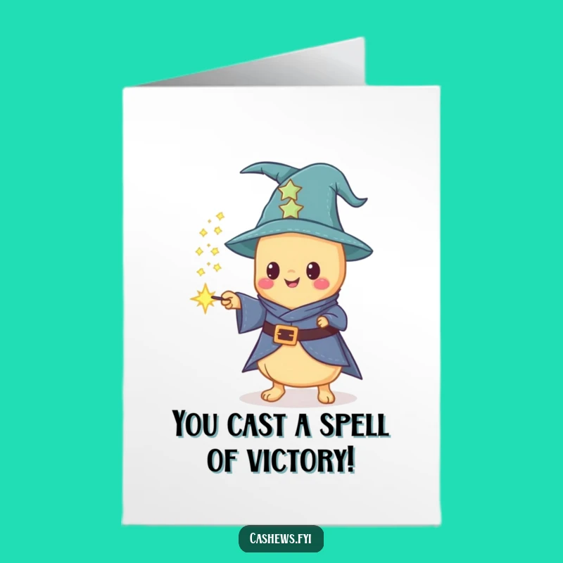 Free Printable Congrats Card: Cashew Wizard's Magic, Funny Celebration Downloadable