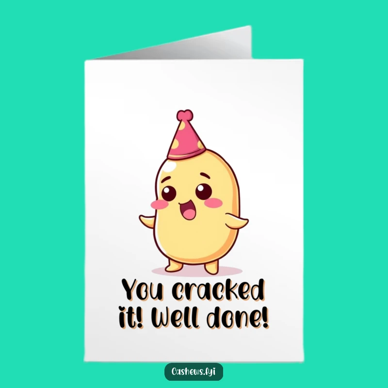 Free Printable Congrats Card: Excited Cashew Nut, Humorous Downloadable Gift for Wins