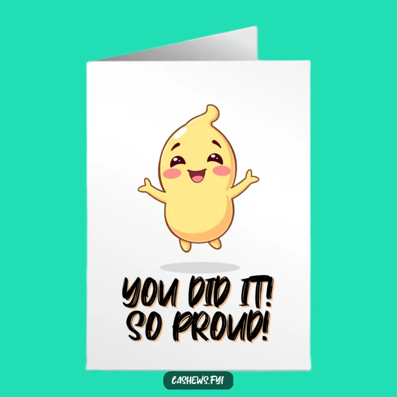Free Printable Congrats Card: Happy Cashew Character, Joyful Downloadable Gift for Any Occasion