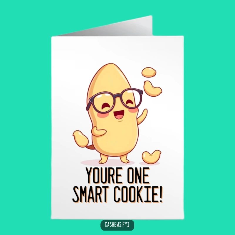 Free Printable Congrats Card: Juggling Cashew Funny Downloadable Gift for Smart Achievements