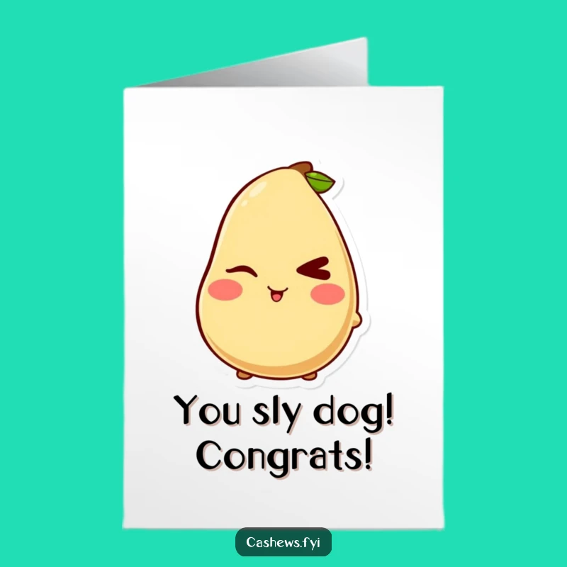 Free Printable Kawaii Cashew Congrats Card - Mischievous Wink Downloadable