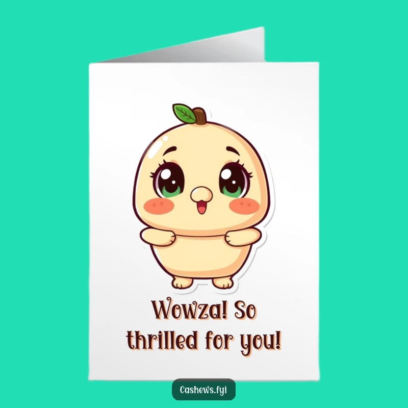 Free Printable Congrats Card: Funny Kawaii Cashew Excited Celebration Downloadable Gift